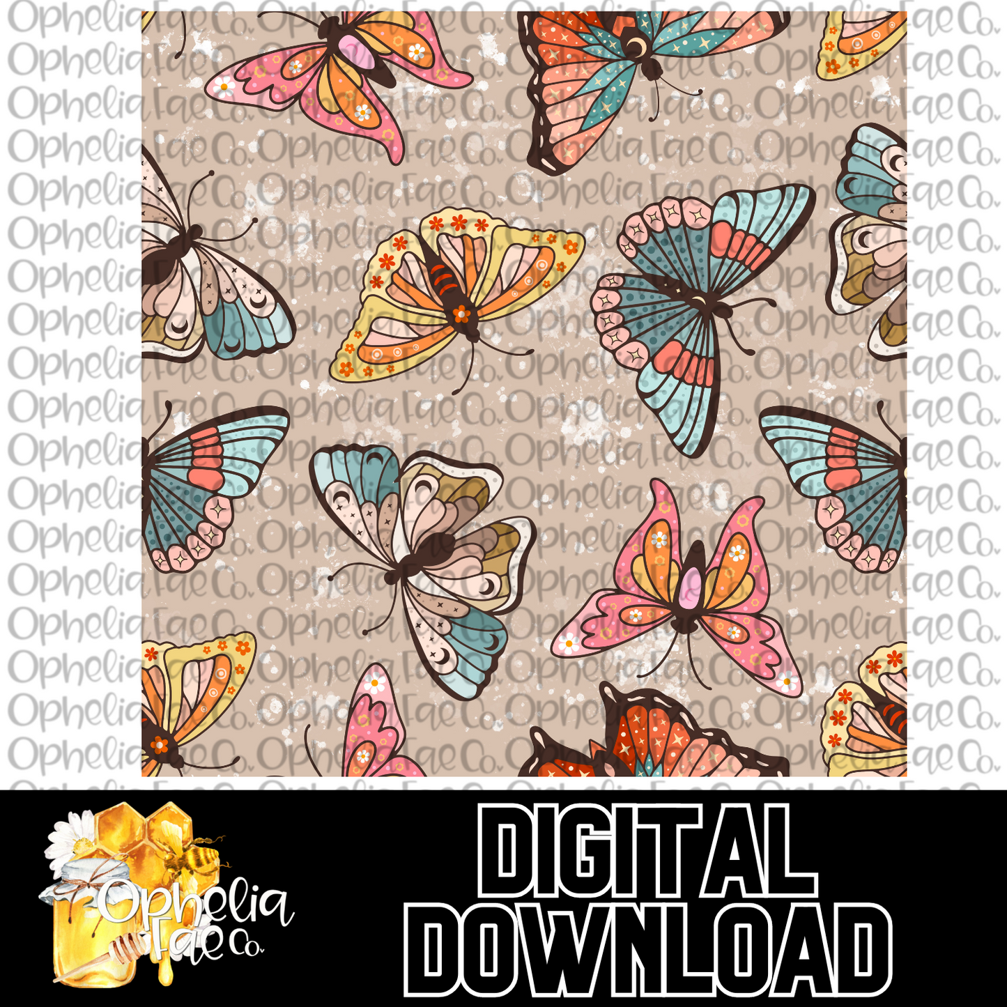 Retro Butterflies Digital Download | Seamless