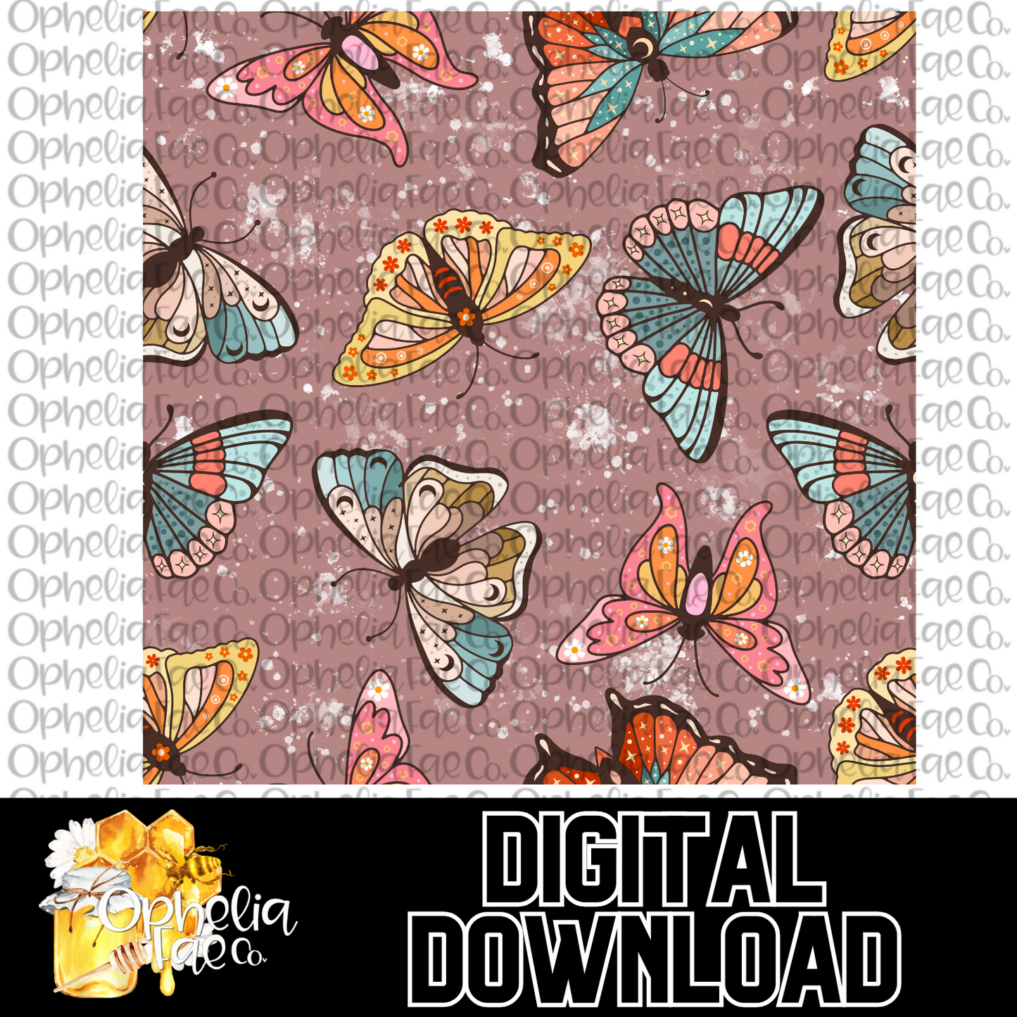 Retro Butterflies Digital Download | Seamless