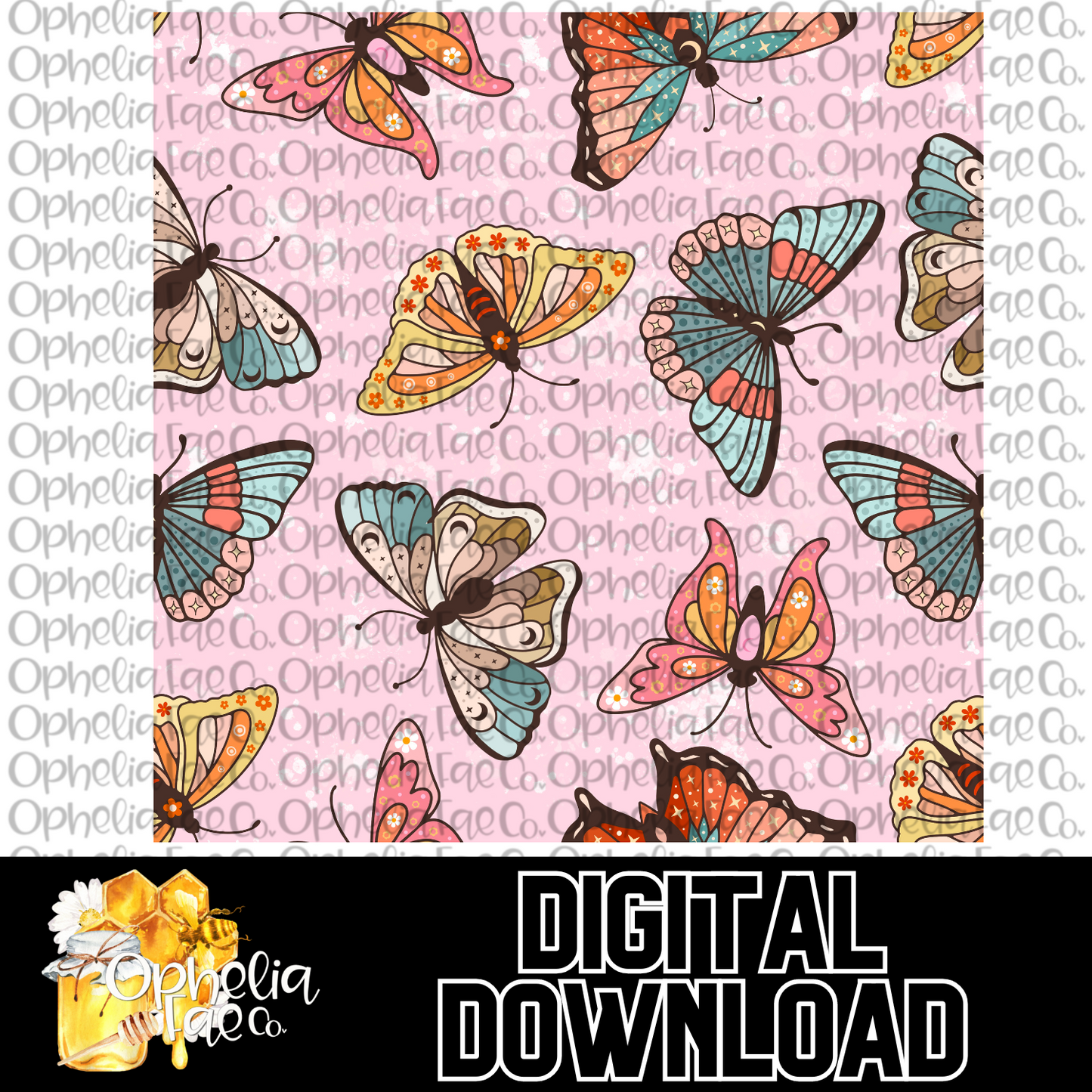 Retro Butterflies Digital Download | Seamless