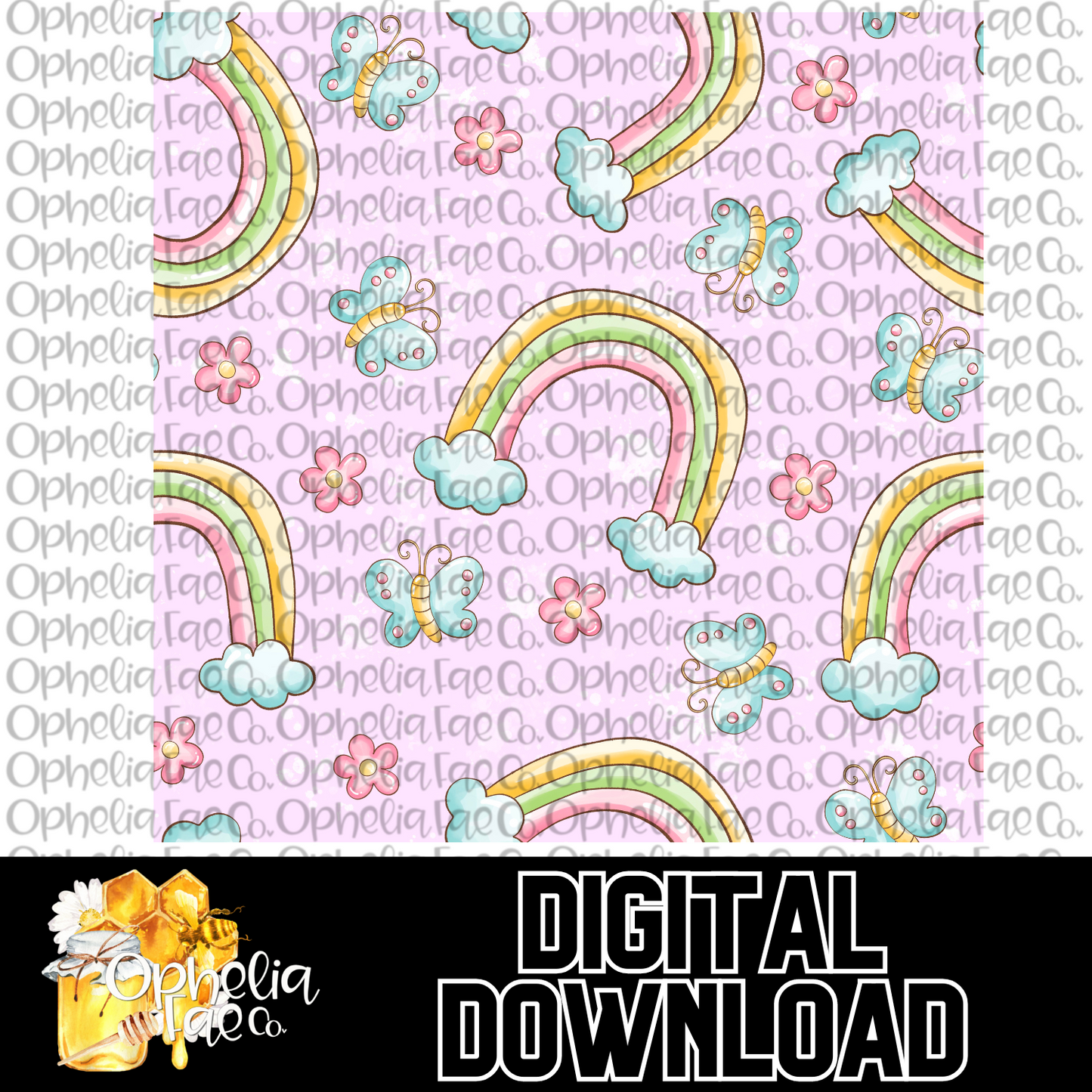 Butterfly Rainbow Digital Download | Seamless