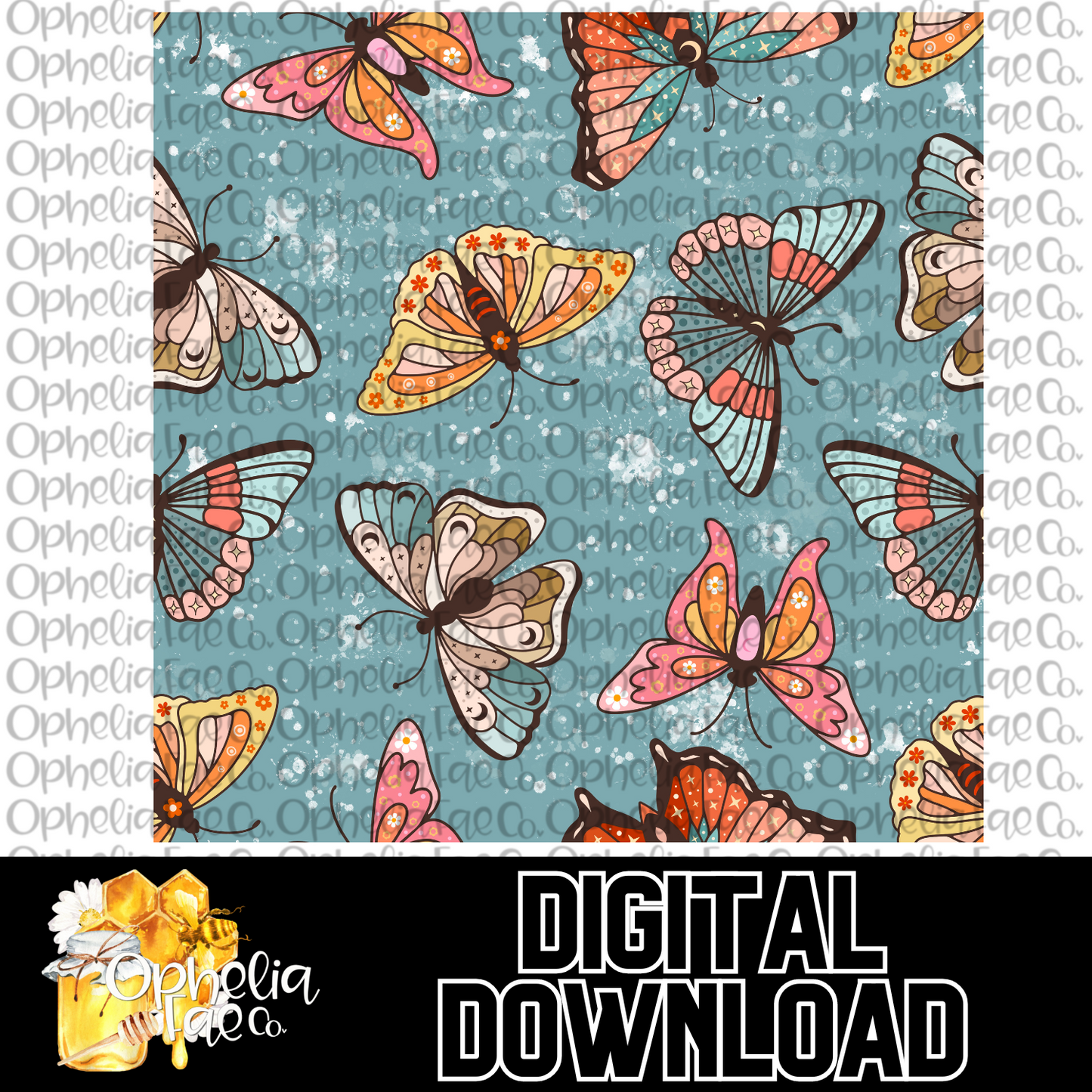 Retro Butterflies Digital Download | Seamless