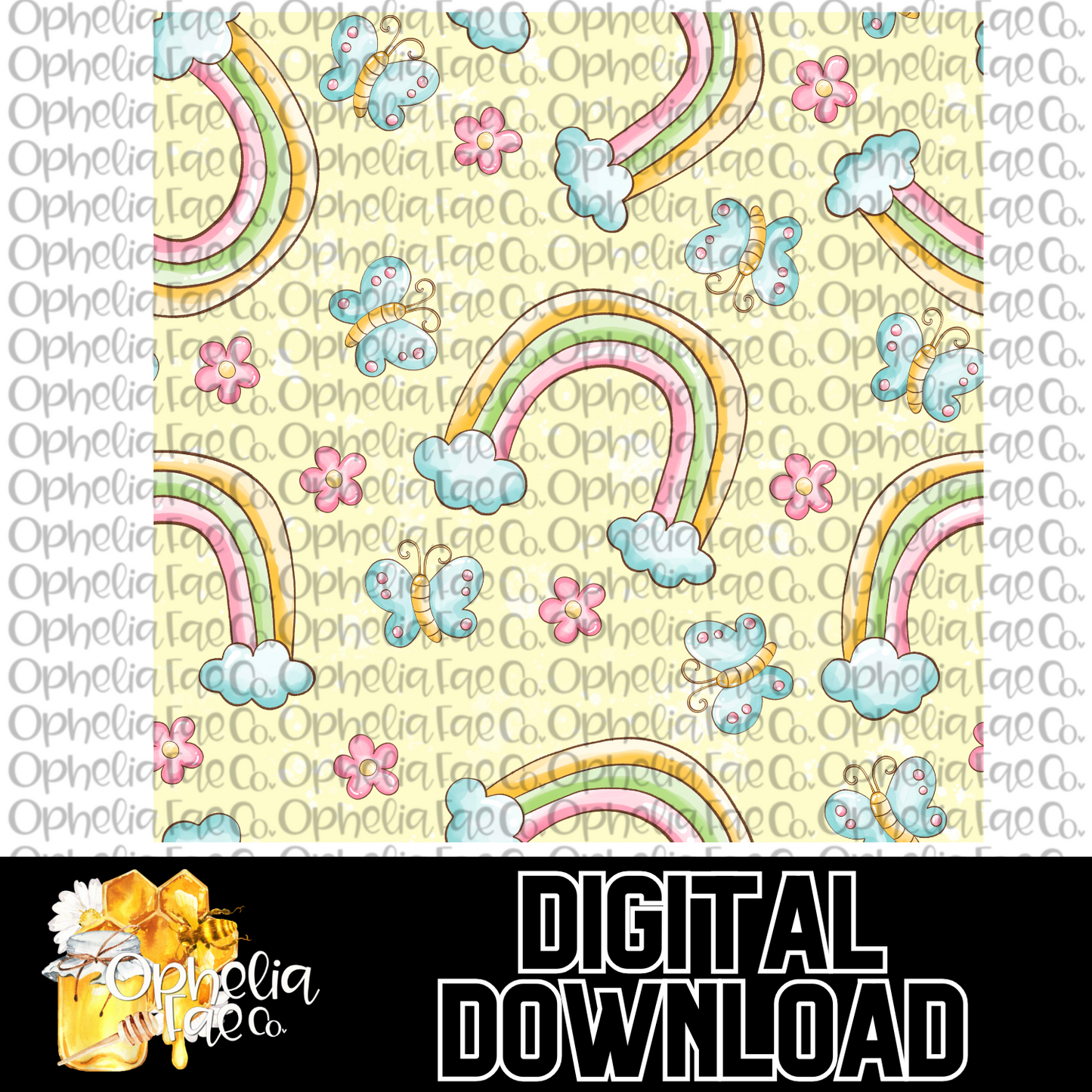 Butterfly Rainbow Digital Download | Seamless