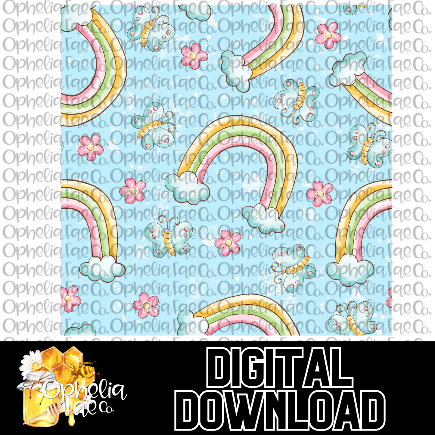 Butterfly Rainbow Digital Download | Seamless