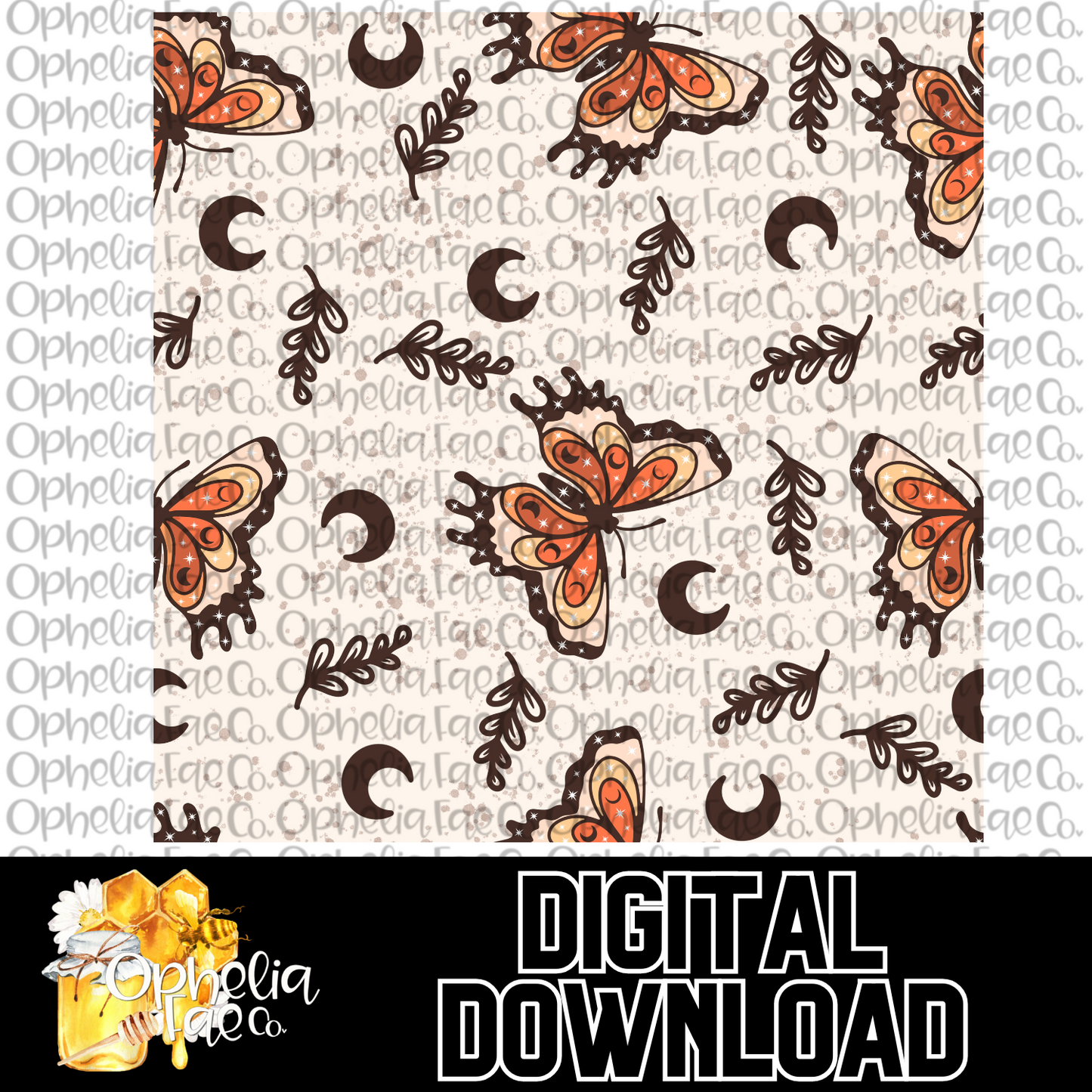 Moon Butterfly Digital Download | Seamless