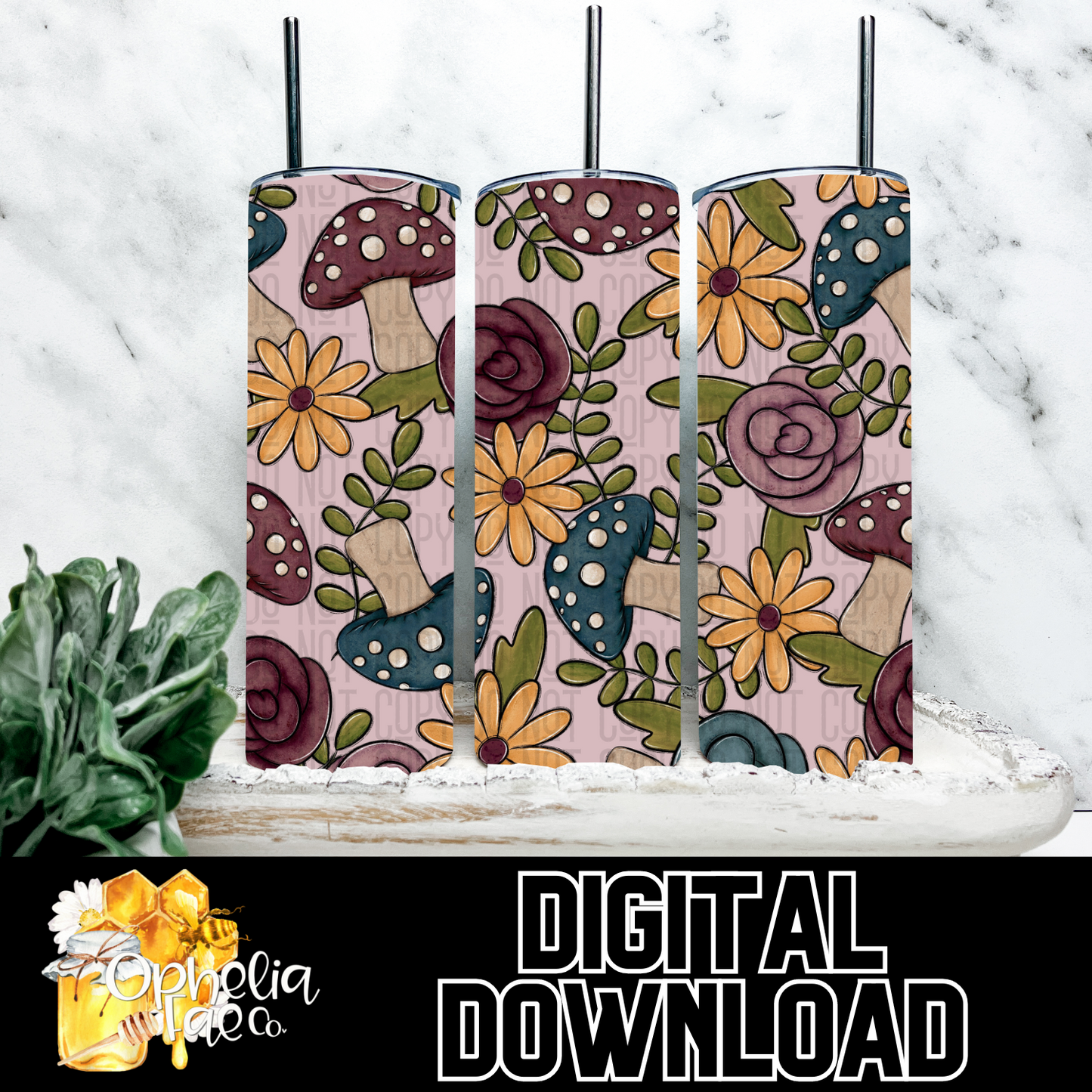 Floral Mushrooms Digital Download | Seamless