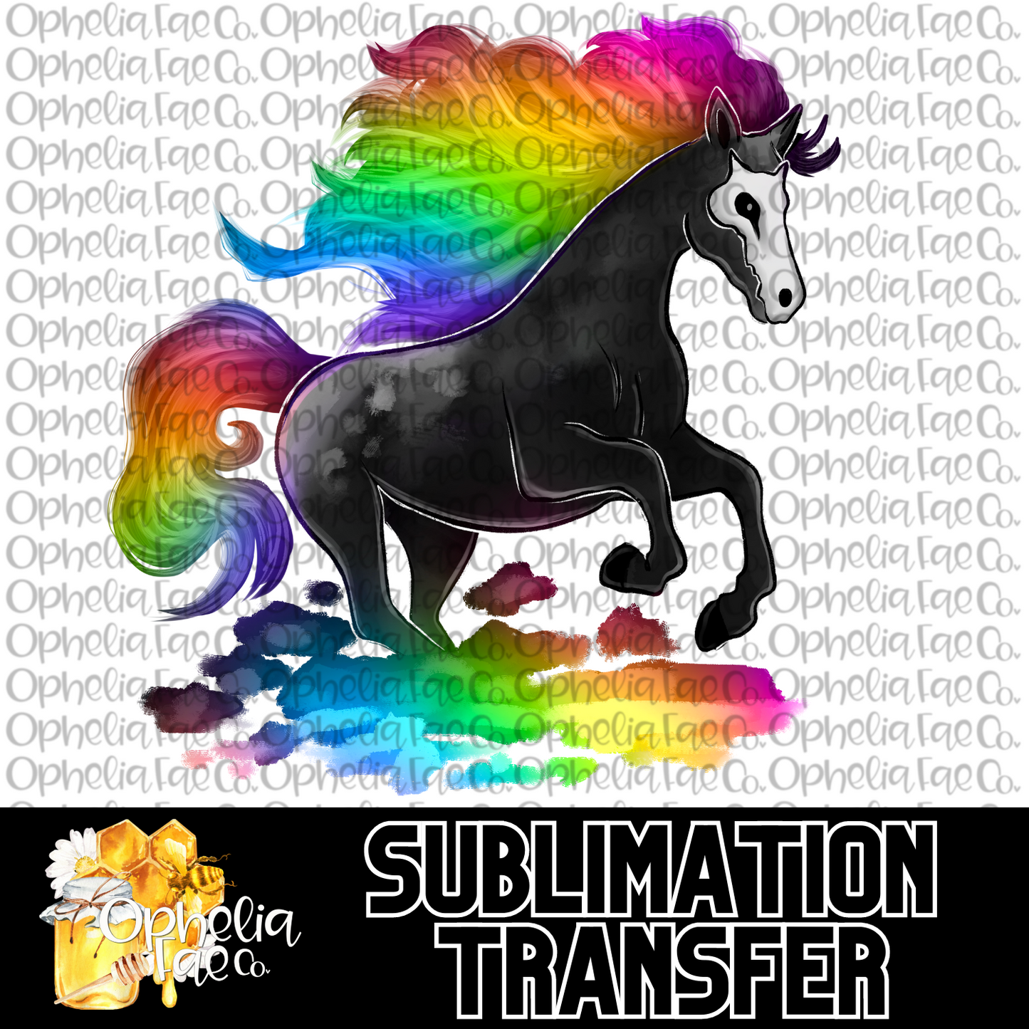 Rainbow Horse Familiar - Sublimation Transfer