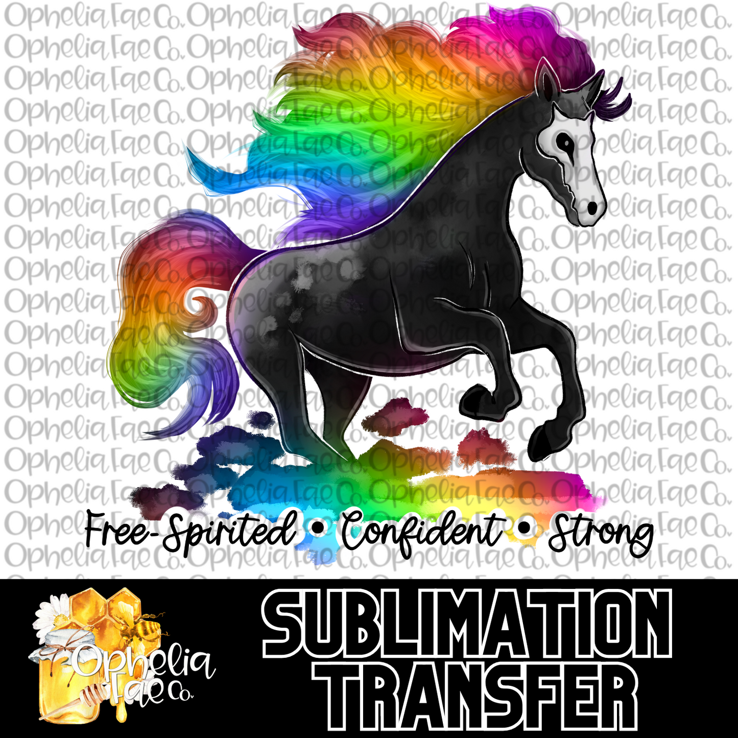 Rainbow Horse Familiar - Sublimation Transfer