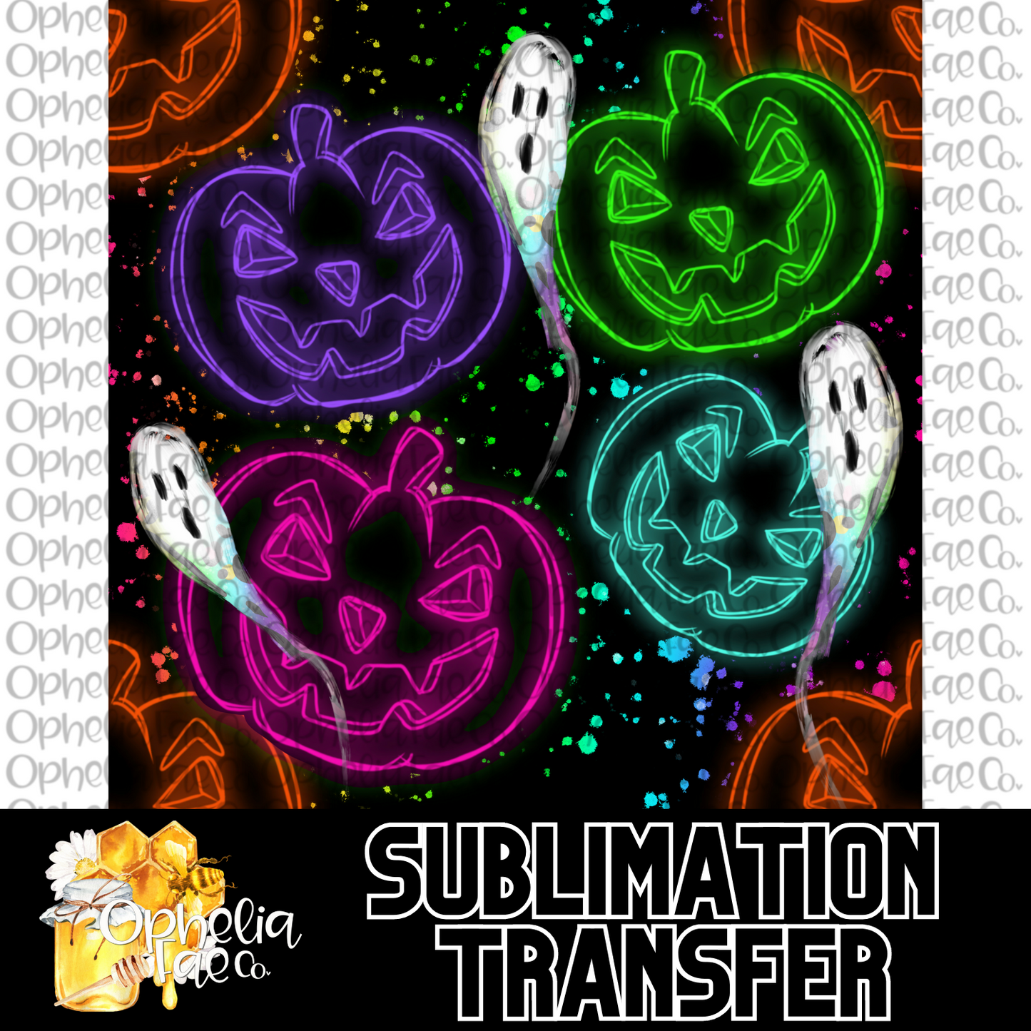 Neon Pumpkins Large Scale - Sublimation Transfer