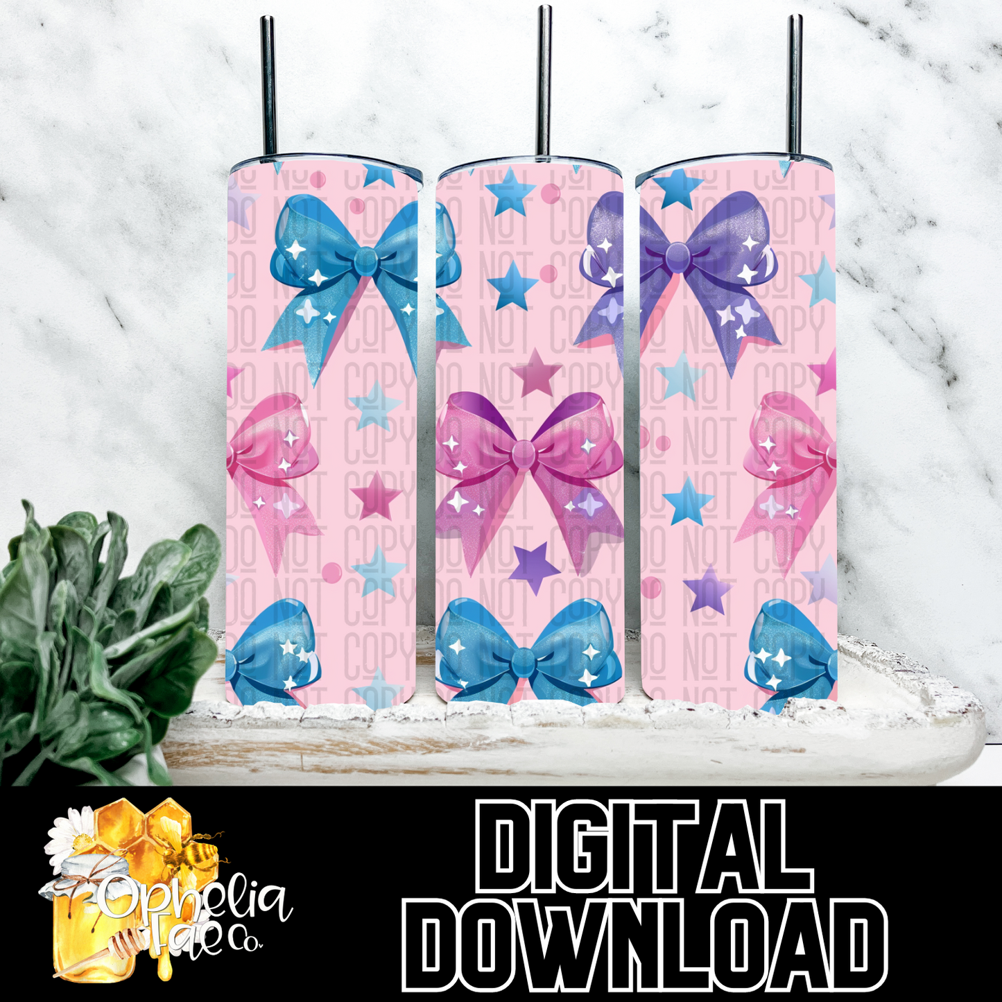 Blue Purple Pink Bows Digital Download | Seamless