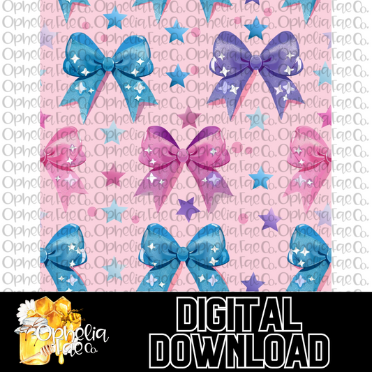 Blue Purple Pink Bows Digital Download | Seamless