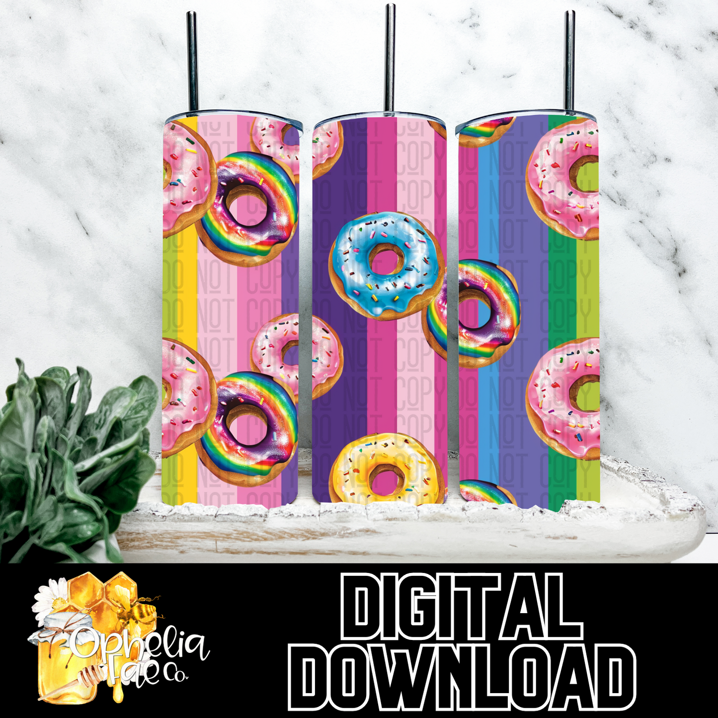 Rainbow Striped Donuts Digital Download | Seamless