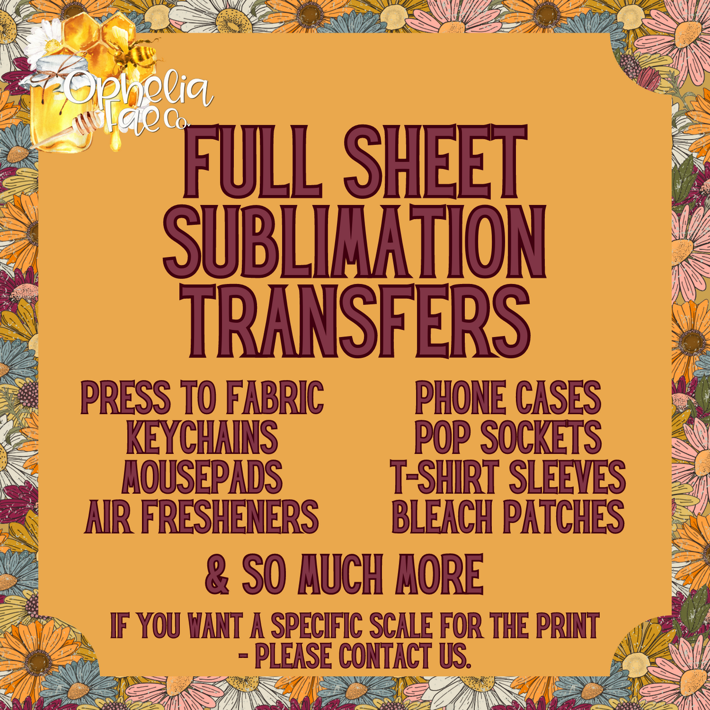 Sunflower Skellie Small Scale - Sublimation Transfer