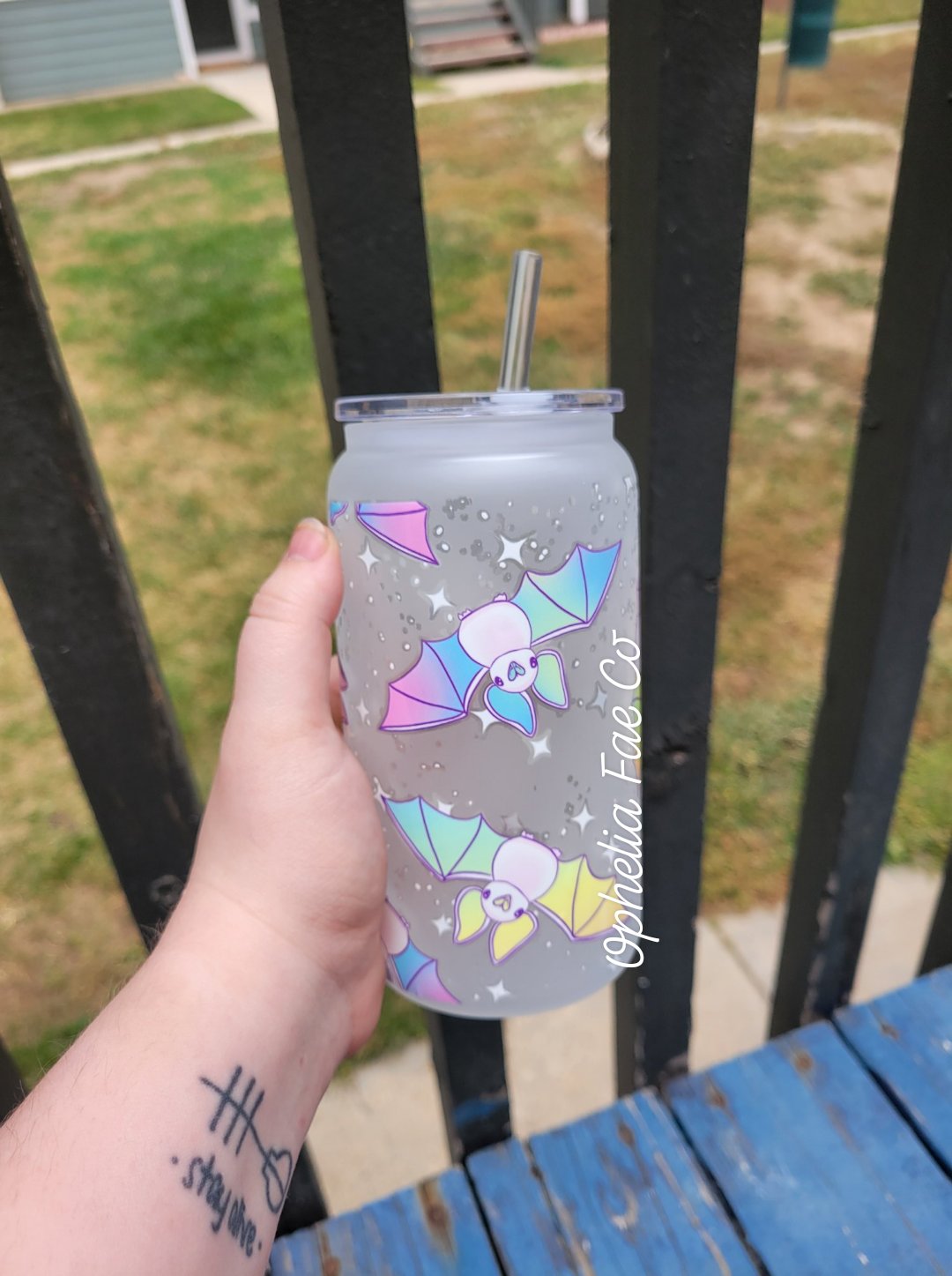 Pastel Bats - 16oz Glass Can