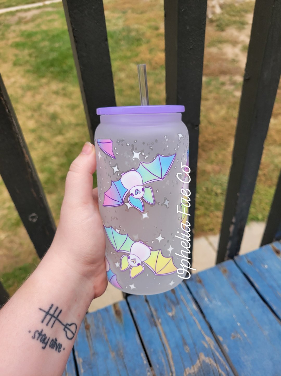 Pastel Bats - 16oz Glass Can