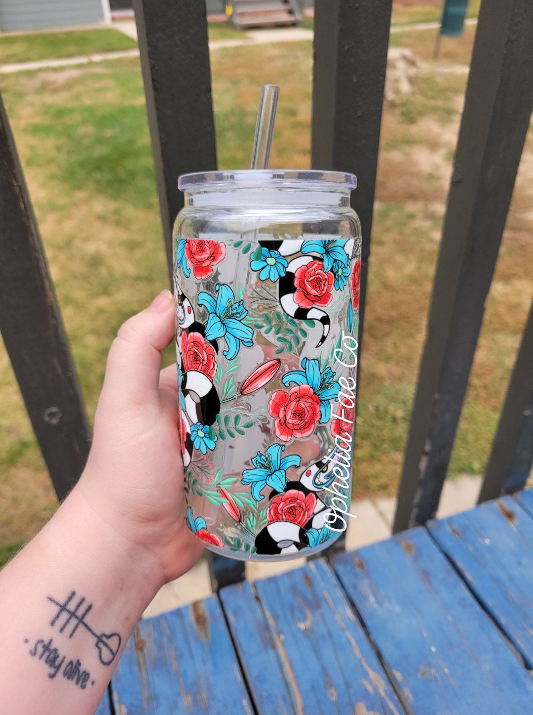 Floral Sandworm - 16oz Glass Can