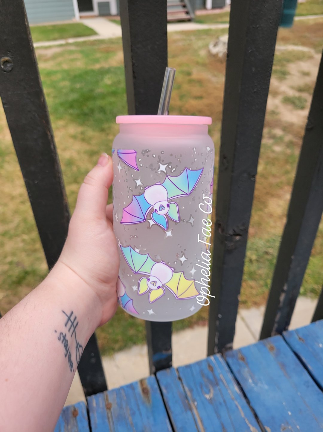 Pastel Bats - 16oz Glass Can