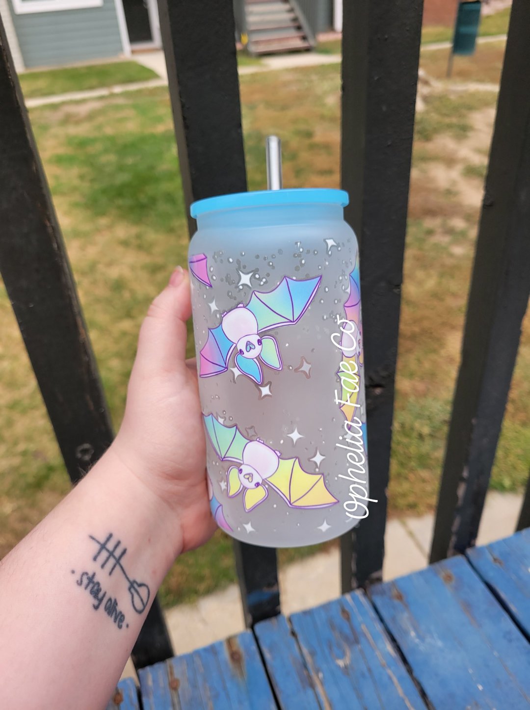 Pastel Bats - 16oz Glass Can