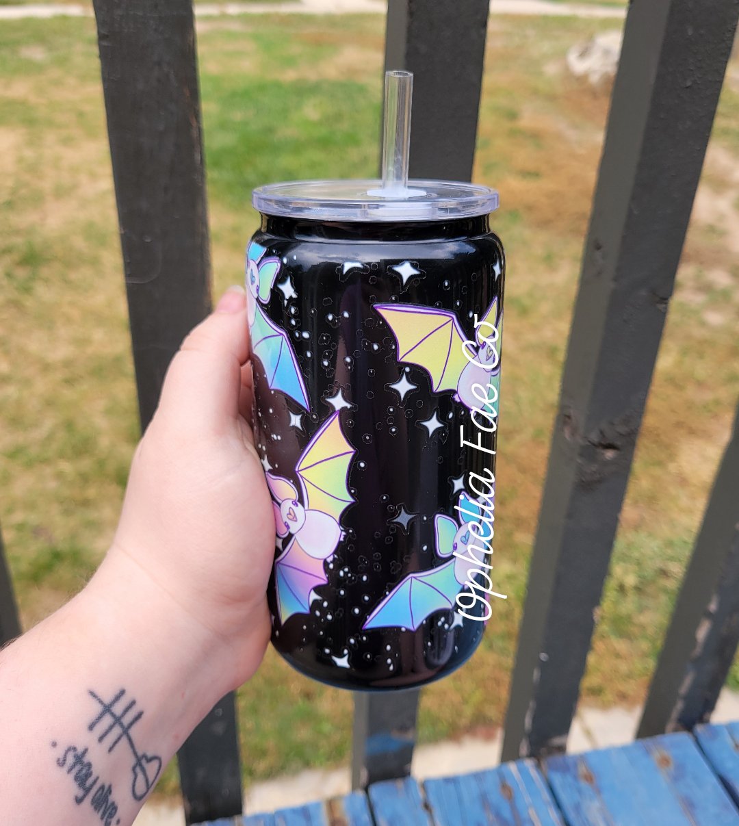 Pastel Bats - 16oz Glass Can