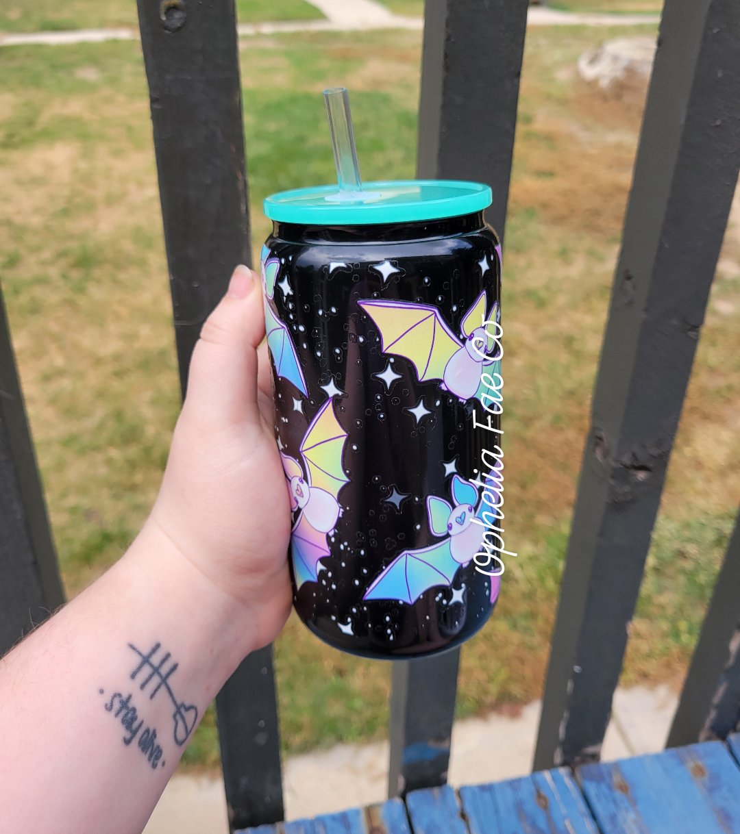 Pastel Bats - 16oz Glass Can