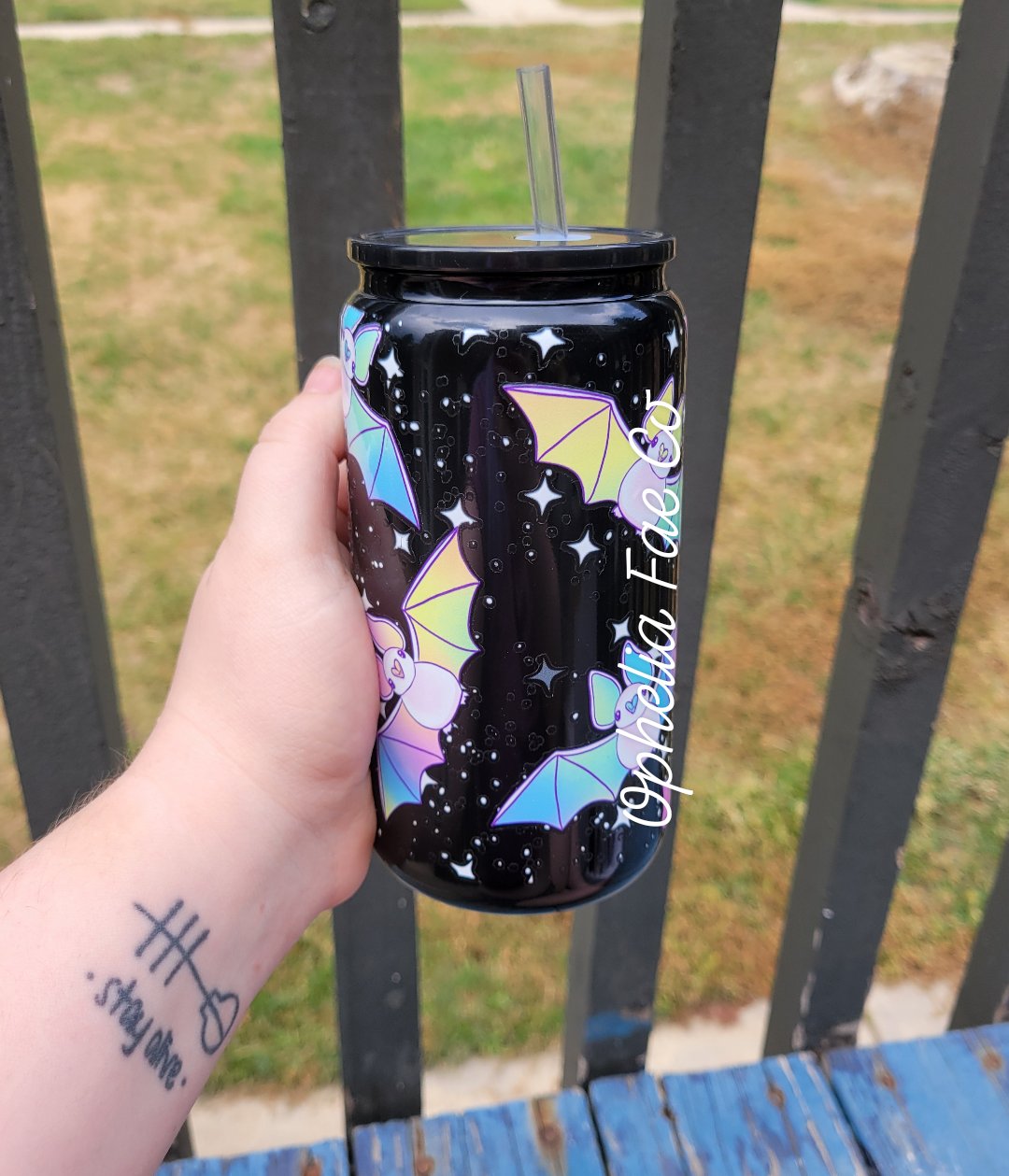 Pastel Bats - 16oz Glass Can