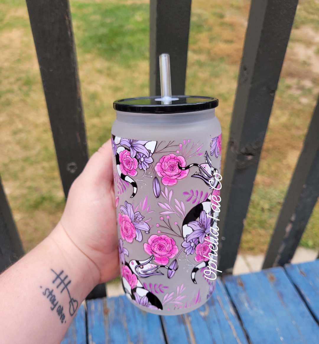 Pastel Floral Sandworm - 16oz Glass Can