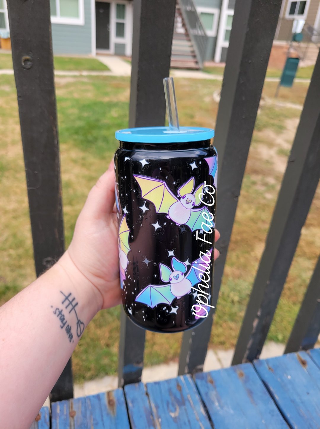 Pastel Bats - 16oz Glass Can