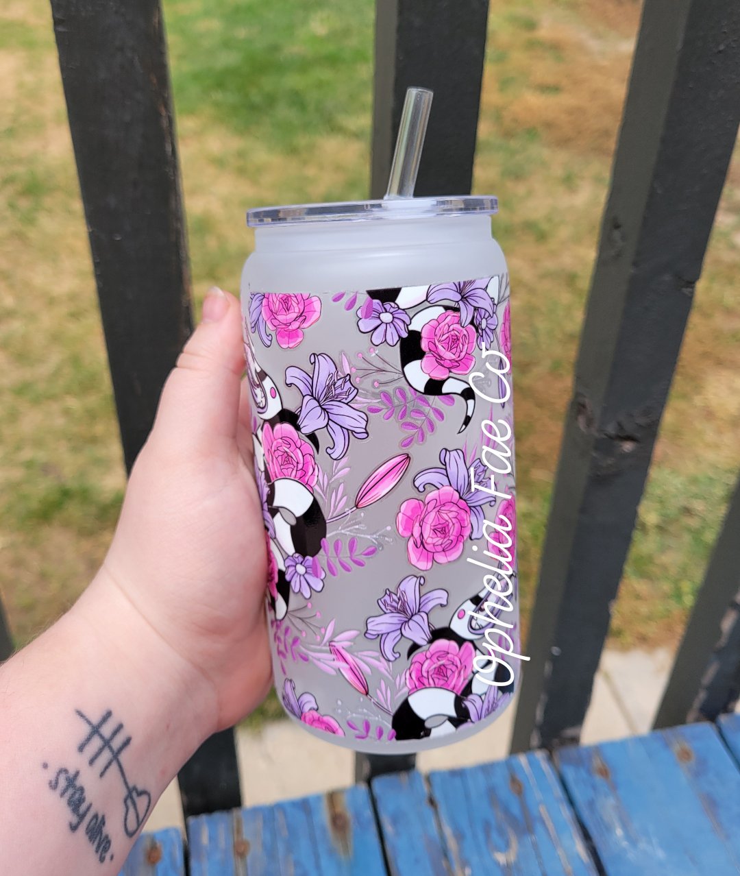 Pastel Floral Sandworm - 16oz Glass Can