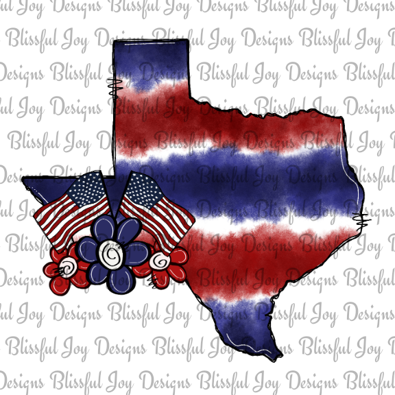 Red, White & Blue Texas - Sublimation Transfer