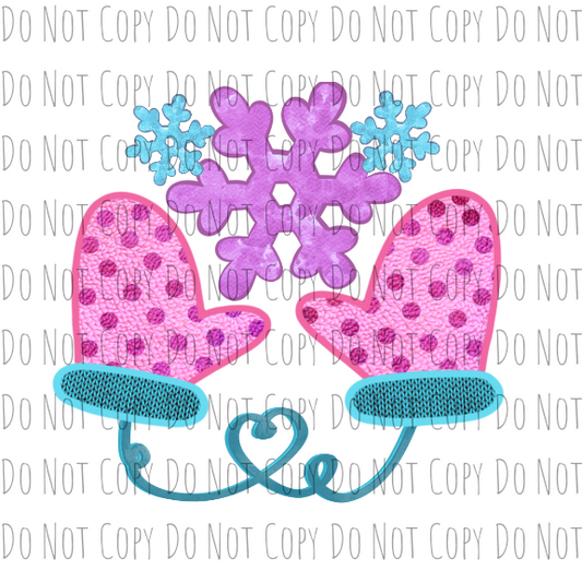 Mittens w/ Snowflakes - Sublimation Transfer