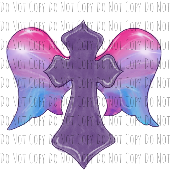 Purple Cross w/ wings - Sublimation Transfer