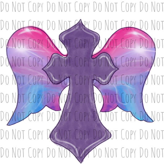 Purple Cross w/ wings - Sublimation Transfer