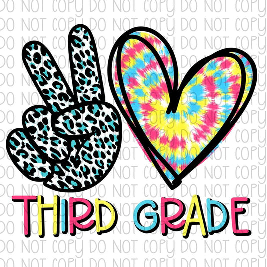 Peace Love Third Grade - Sublimation Transfer