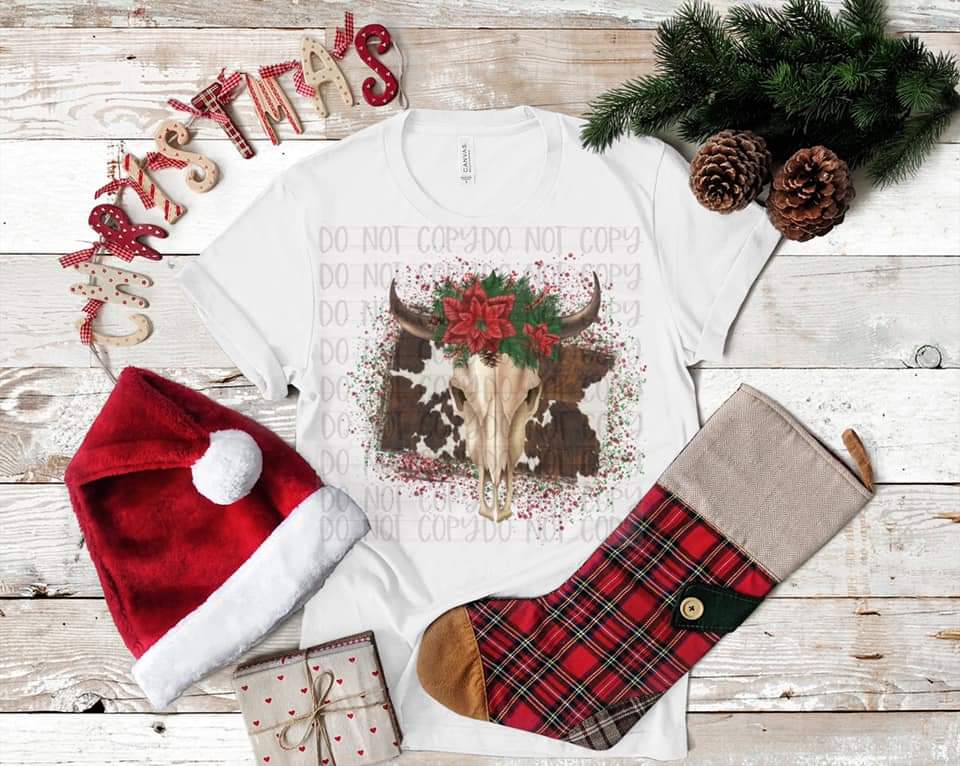 Christmas Cow Skull - Sublimation Transfer