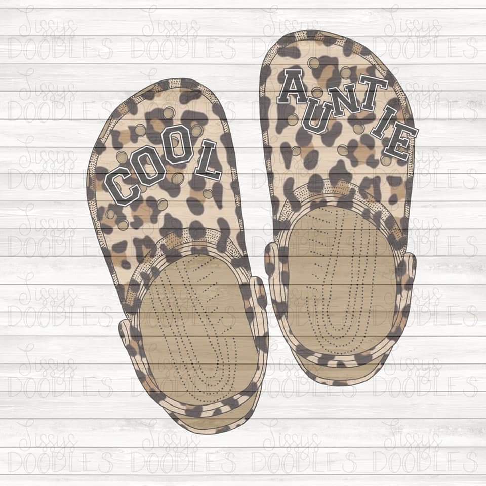 Leopard Cool Auntie Crocs - Sublimation Transfer