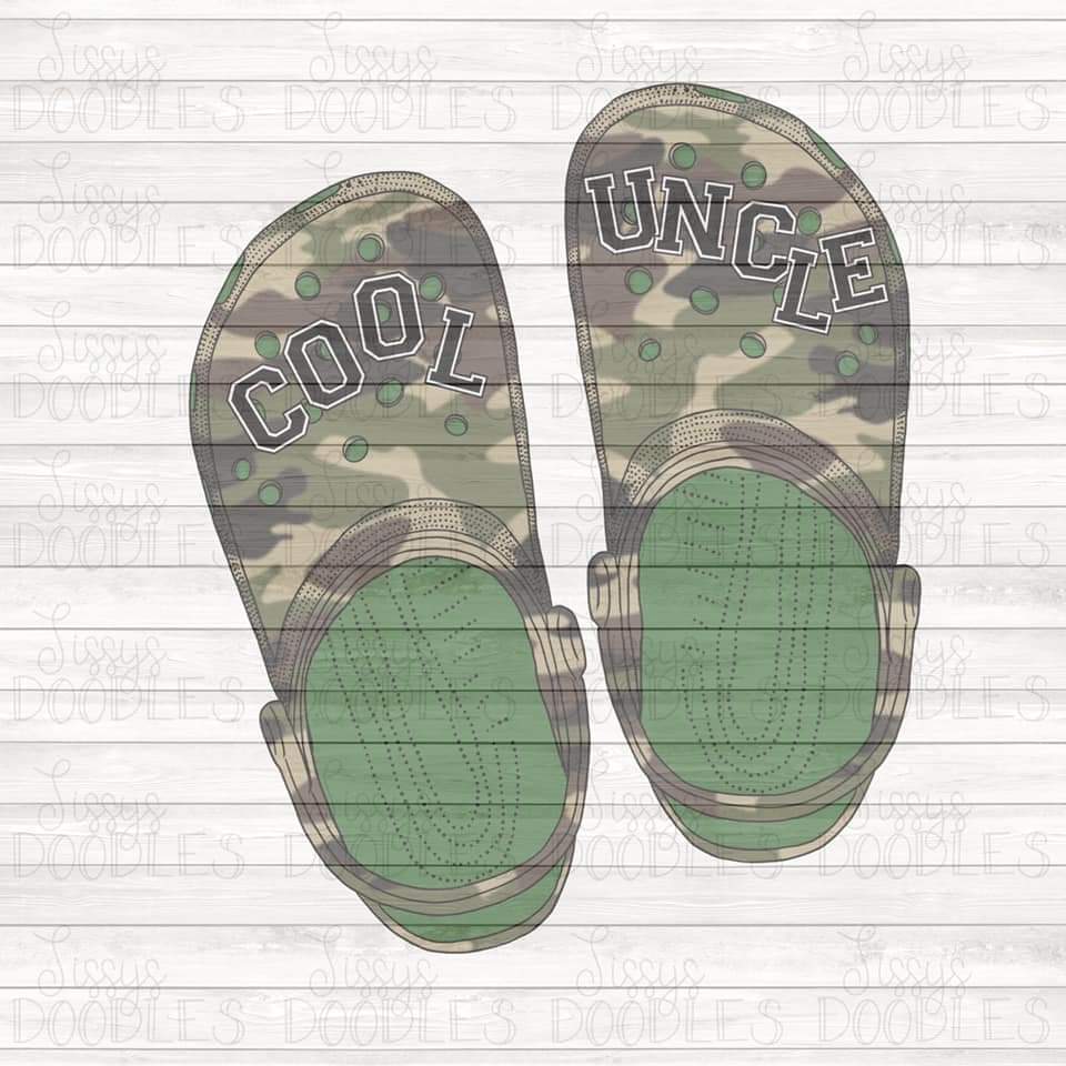 Camo Cool Uncle Crocs - Sublimation Transfer