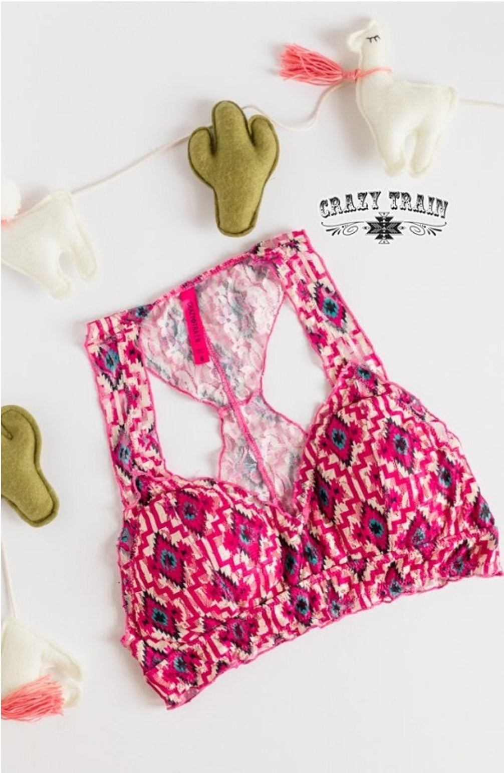 Crazy Train - WAY OUT WEST BRALETTE ** PINK AZTEC