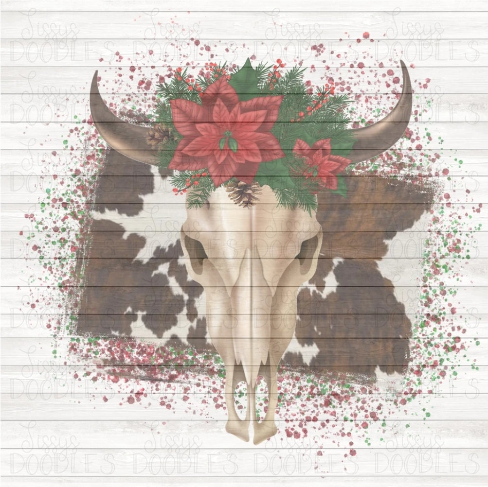 Christmas Cow Skull - Sublimation Transfer