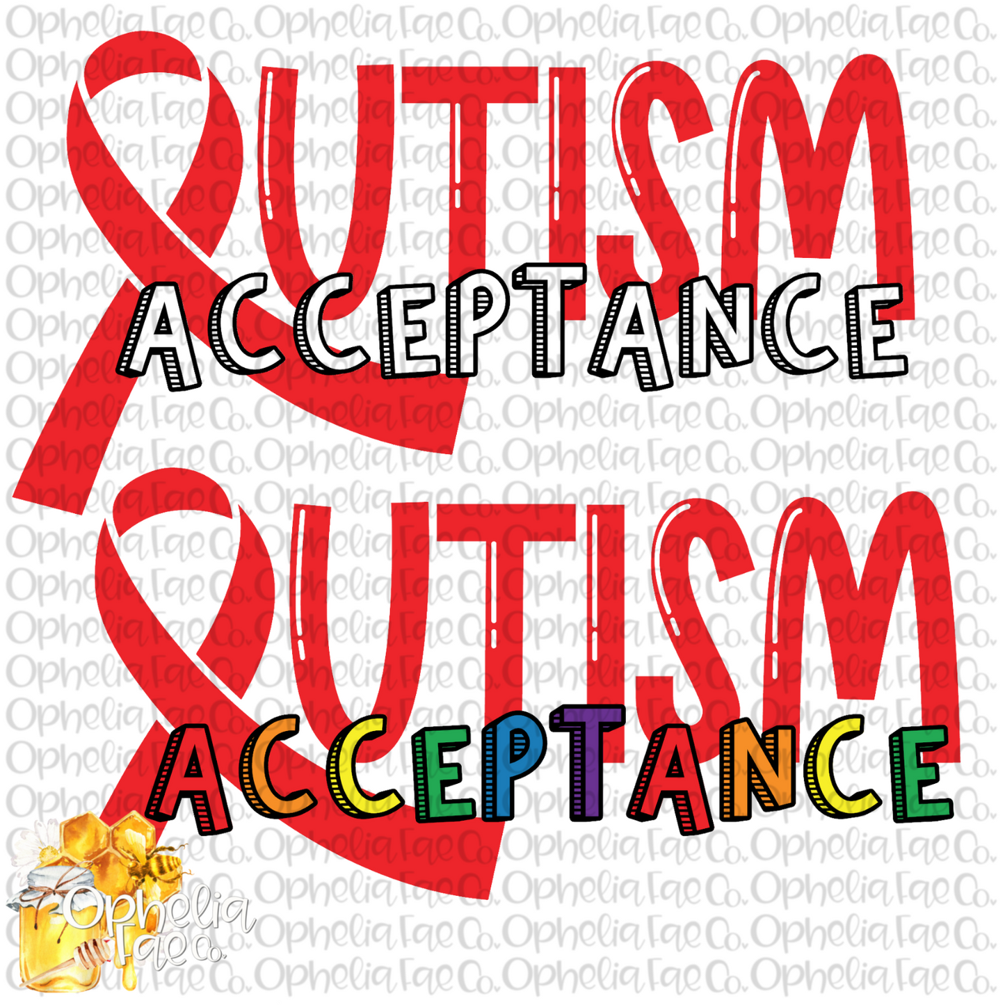 Ribbon Autism Acceptance PNG Digital Download