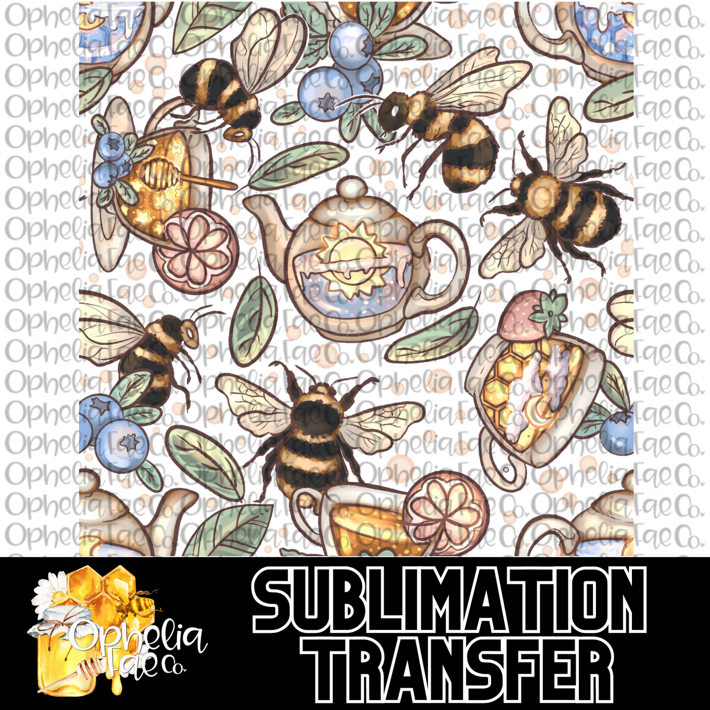 Bees & Teas - Sublimation Transfer