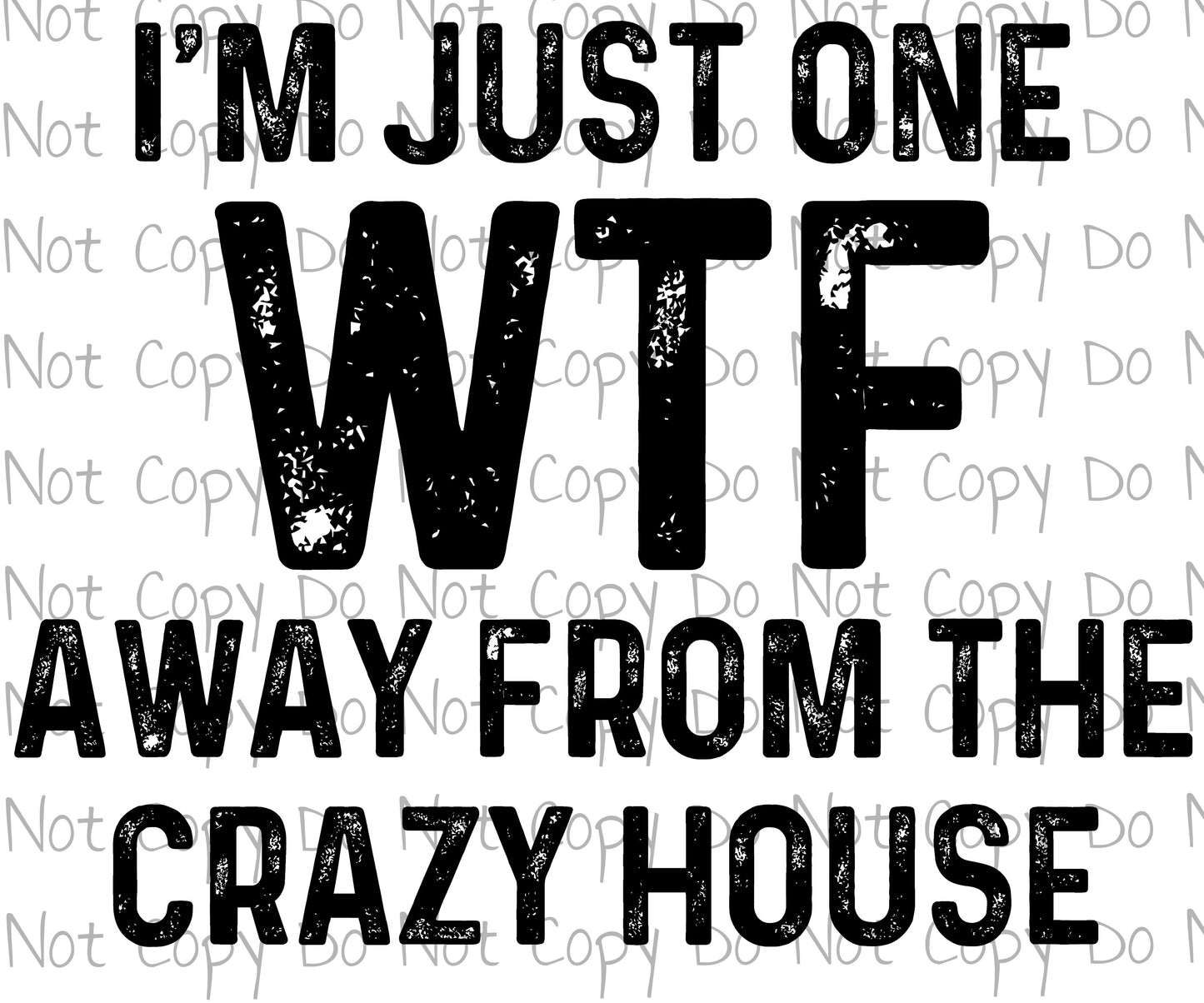 I'm Just One WTF away from the Crazy House - Sublimation Transfer